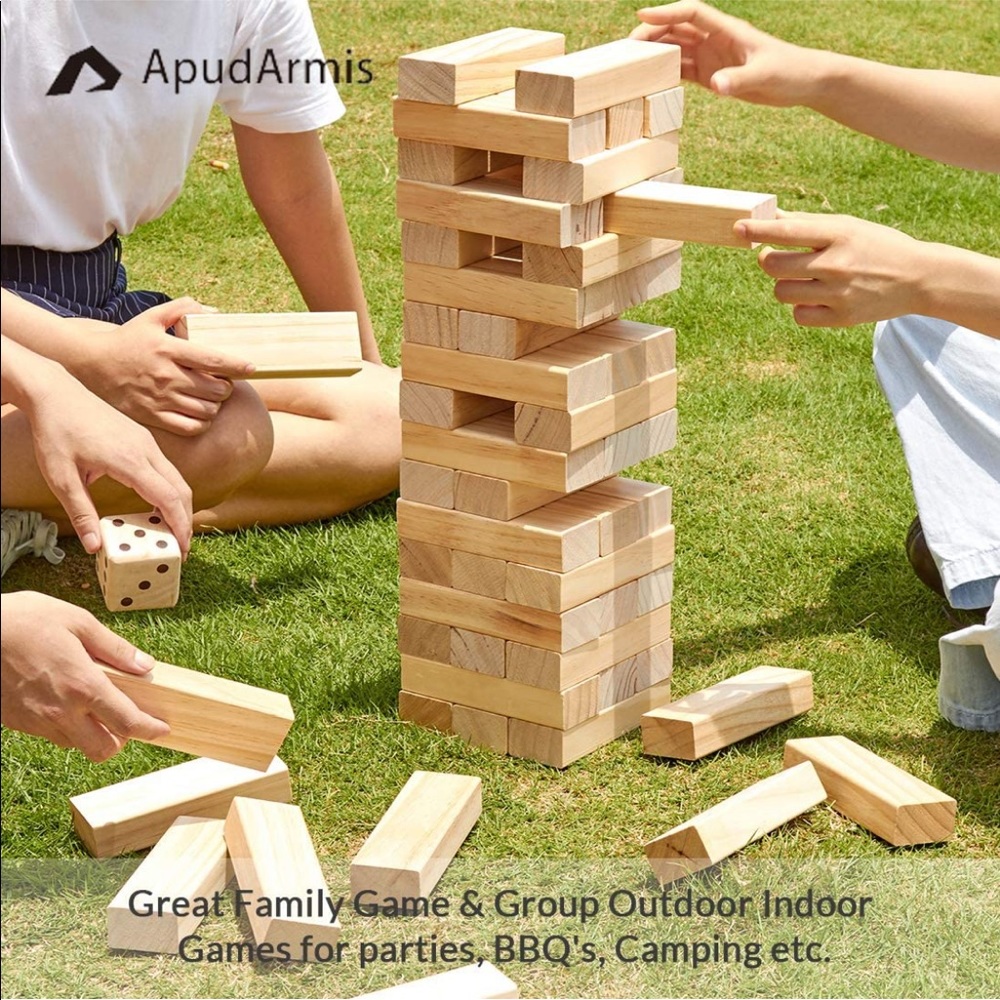 Giant Jenga ApudArmis Giant Tumble Tower (Stack from 2Ft to Over 4.2Ft),